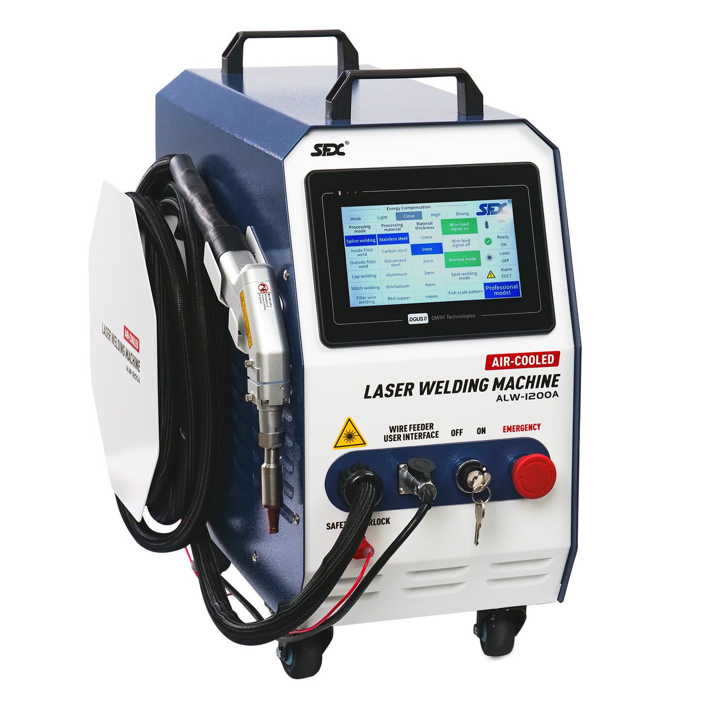 SFX 1200W Air-Cooled Handheld Fiber Laser Welder 2-in-1 Welding & Cleaning 220V Portable Laser Welding Machine with Auto Wire Feeder for Metal Stainless Steel Aluminum Copper