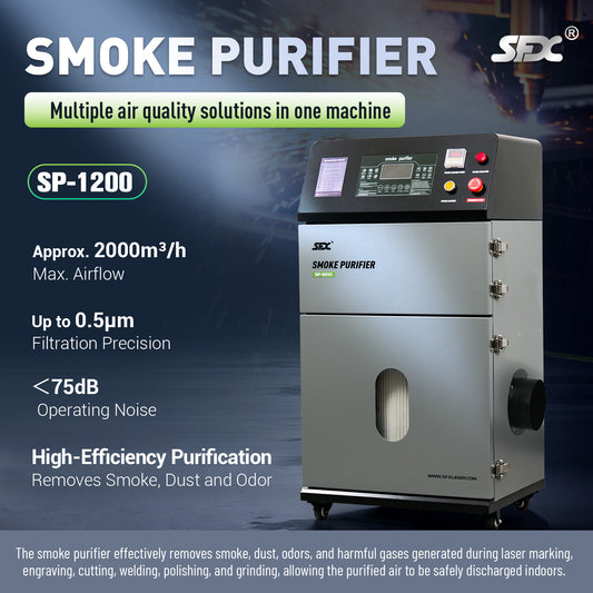SFX 1200W Smoke Purifier 2000m³/h High Efficiency Laser Fume Extractor with Automatic Pulse Jet Cleaning for Laser Marker Engraver Cutter Welder