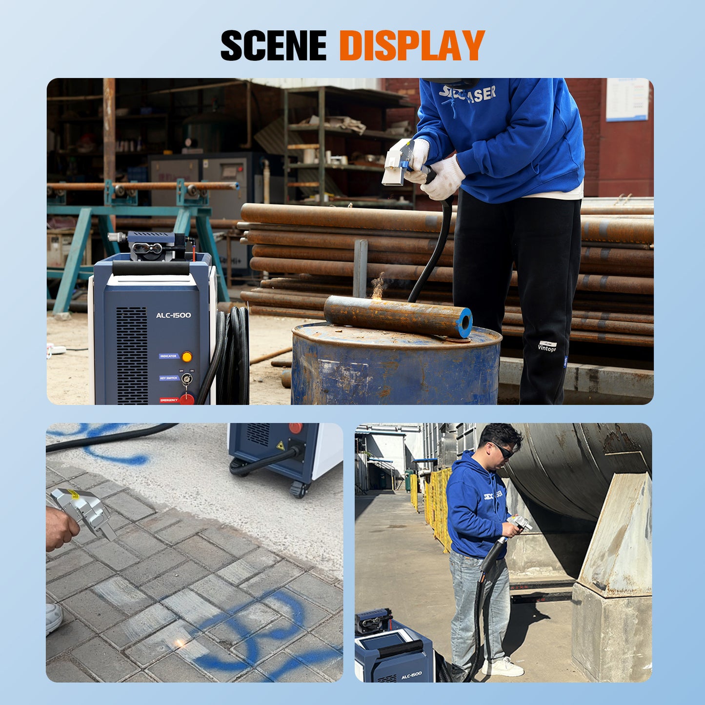 SFX 1500W Air-Cooled Laser Cleaning Machine 250mm Wide Scan Continuous Laser Cleaner 220V Smart IoT Remote Portable Laser Rust Removal for Rust Paint Oil Stains