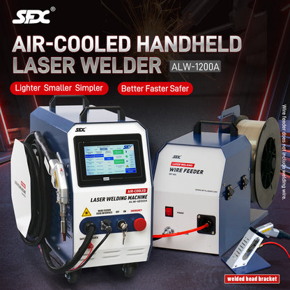 SFX 1200W Air-Cooled Handheld Fiber Laser Welder 2-in-1 Welding & Cleaning 220V Portable Laser Welding Machine with Auto Wire Feeder for Metal Stainless Steel Aluminum Copper