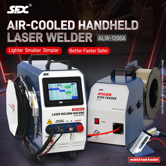 SFX 1200W Air-Cooled Handheld Fiber Laser Welder 2-in-1 Welding & Cleaning 220V Portable Laser Welding Machine with Auto Wire Feeder for Metal Stainless Steel Aluminum Copper