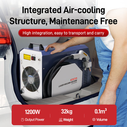 SFX 1200W Air-Cooled Handheld Fiber Laser Welder 2-in-1 Welding & Cleaning 220V Portable Laser Welding Machine with Auto Wire Feeder for Metal Stainless Steel Aluminum Copper