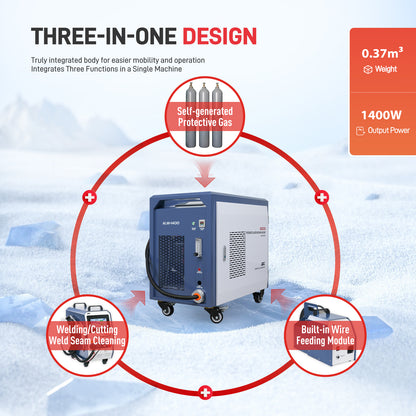 SFX 1400W Air-Cooled Fiber Laser Welder Handheld Laser Welding Machine with Self-Generated Protective Gas 3-in-1 Welder Cutter Cleaner for Carbon Steel