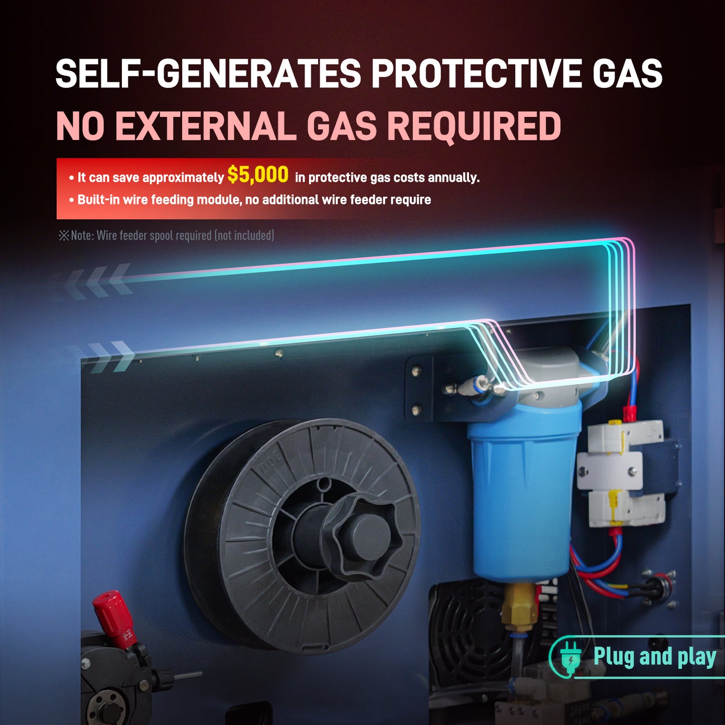 SFX 1400W Air-Cooled Fiber Laser Welder Handheld Laser Welding Machine with Self-Generated Protective Gas 3-in-1 Welder Cutter Cleaner for Carbon Steel