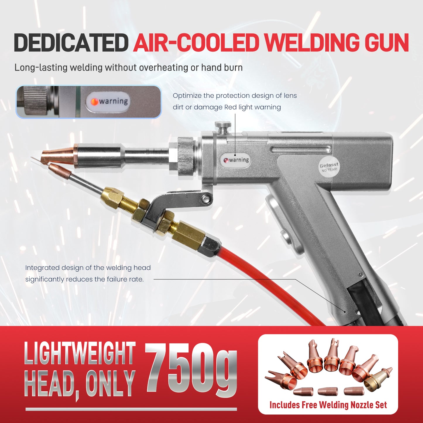 SFX 1400W Air-Cooled Fiber Laser Welder Handheld Laser Welding Machine with Self-Generated Protective Gas 3-in-1 Welder Cutter Cleaner for Carbon Steel