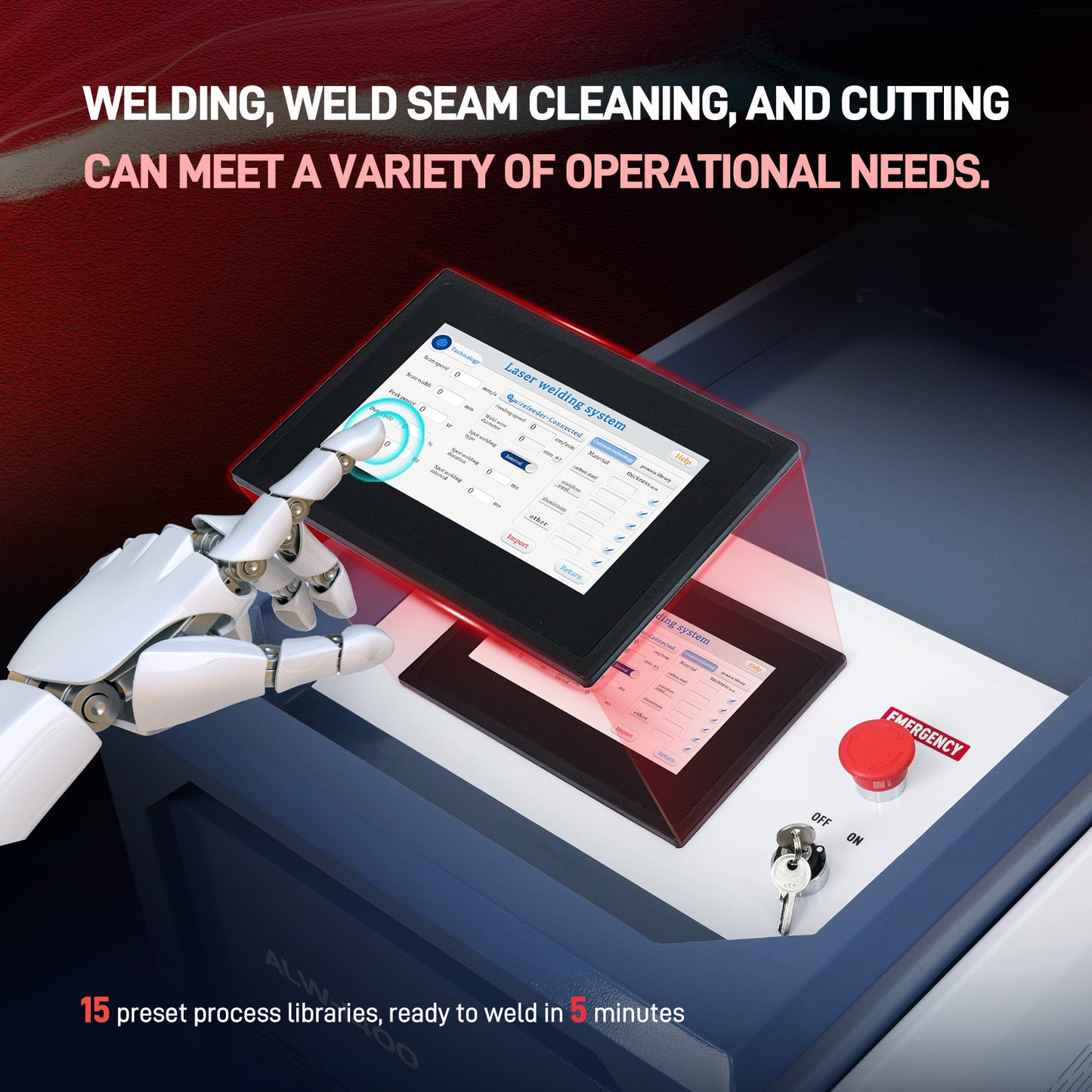 SFX 1400W Air-Cooled Fiber Laser Welder Handheld Laser Welding Machine with Self-Generated Protective Gas 3-in-1 Welder Cutter Cleaner for Carbon Steel