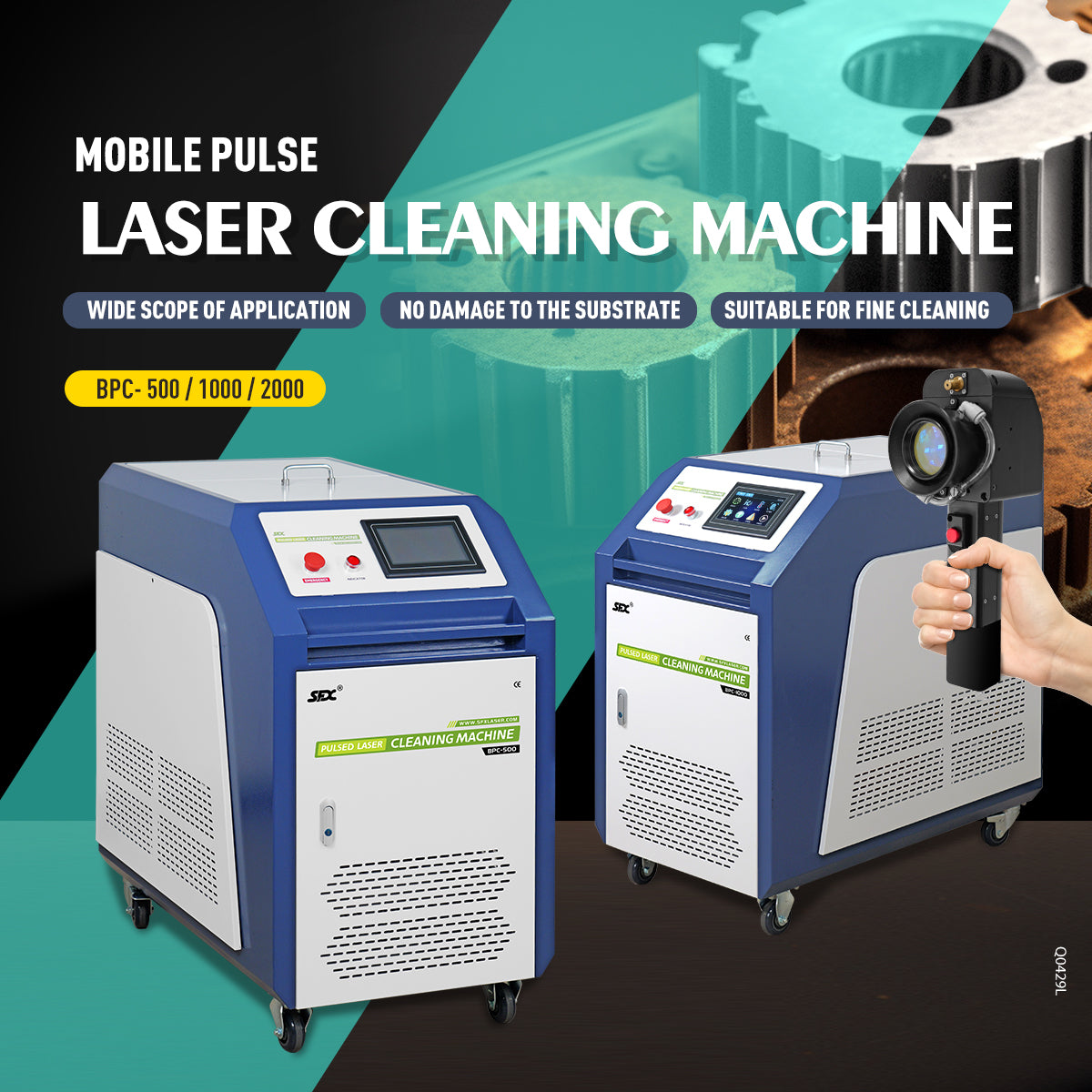 SFX Pulsed Laser Cleaning Machine 500W 1000W 2000W  Double Wobble Mobile Laser Rust Removal for Rust Oil Paint Coating Plating