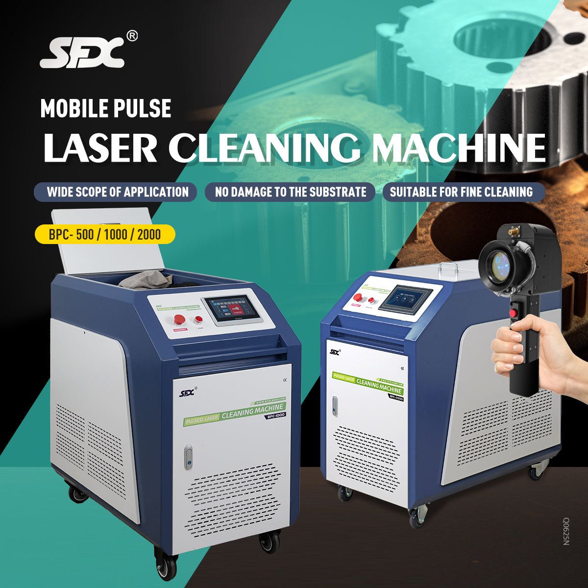 SFX Pulsed Laser Cleaning Machine 500W 1000W 2000W  Double Wobble Mobile Laser Rust Removal for Rust Oil Paint Coating Plating