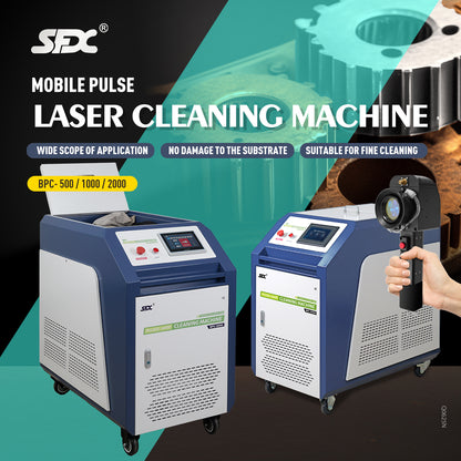 SFX Pulsed Laser Cleaning Machine 500W 1000W 2000W  Double Wobble Mobile Laser Rust Removal for Rust Oil Paint Coating Plating