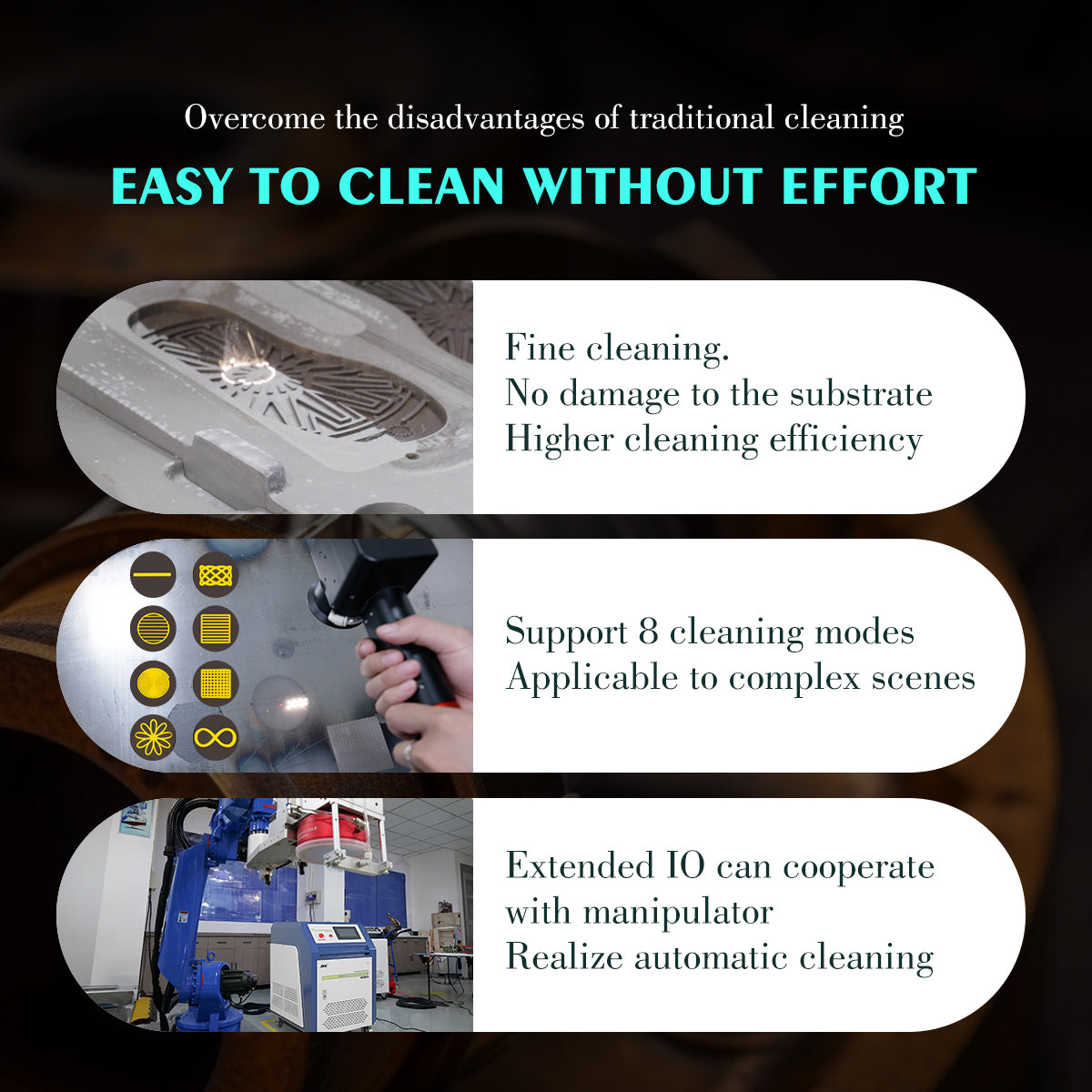 SFX Pulsed Laser Cleaning Machine 500W 1000W 2000W  Double Wobble Mobile Laser Rust Removal for Rust Oil Paint Coating Plating