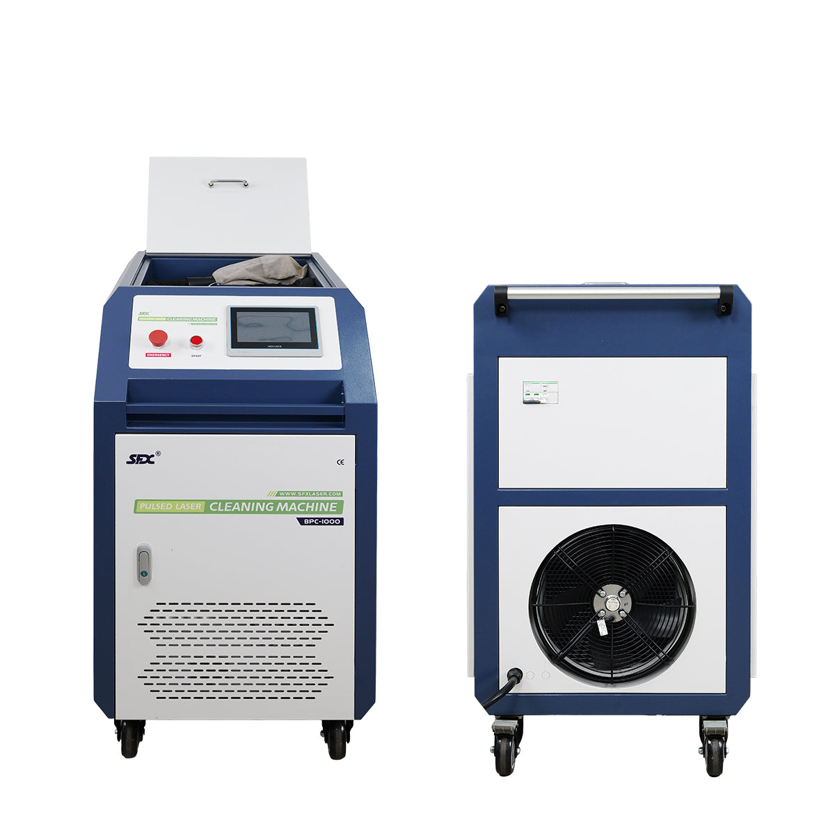 SFX Pulsed Laser Cleaning Machine 500W 1000W 2000W  Double Wobble Mobile Laser Rust Removal for Rust Oil Paint Coating Plating