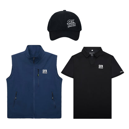 SFX Workwear 3-Piece Bundle Set Baseball Cap Breathable Vest Polo Shirt
