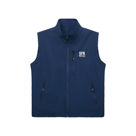 SFX Breathable Vest with 3D Silicone Logo Lightweight Zippered Polyester Utility Vest for Industrial & Outdoor Use