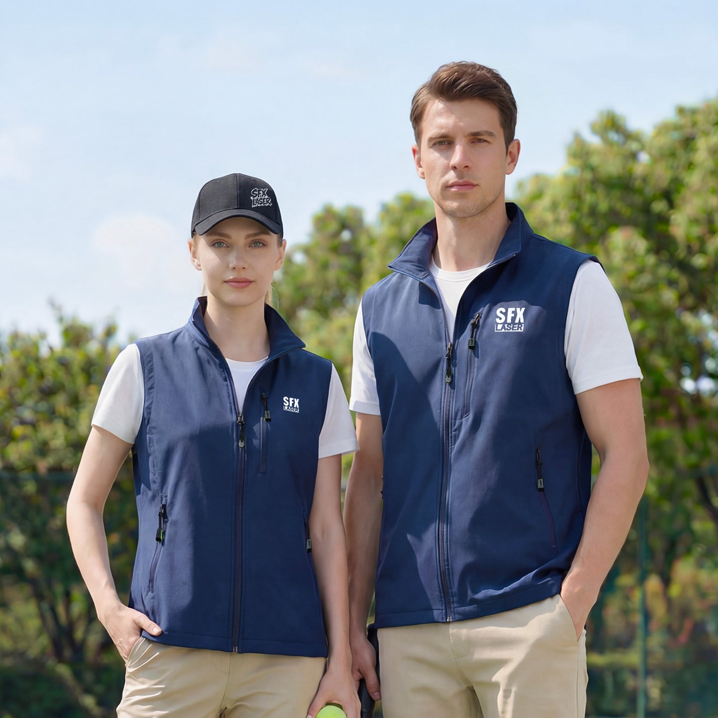 SFX Breathable Vest with 3D Silicone Logo Lightweight Zippered Polyester Utility Vest for Industrial & Outdoor Use