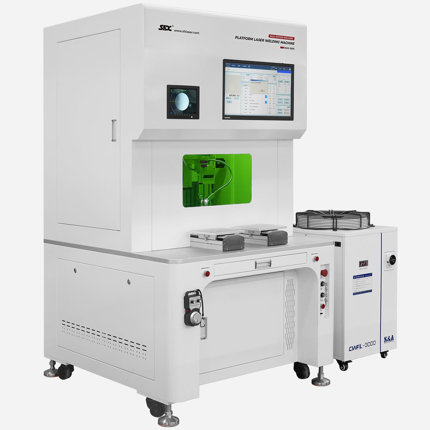 SFX Dual-Station Enclosed Fiber Laser Welding Machine 1500W 2000W 3000W Platform Automatic Laser Welder