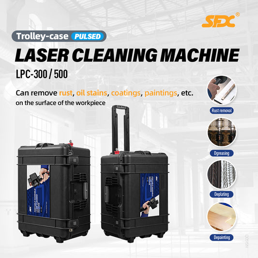 SFX 300W 500W Trolley-case Laser Cleaning Machine for Wood 110V-220V IOT Pulsed Laser Cleaner Ultra-light Laser Rust Removal