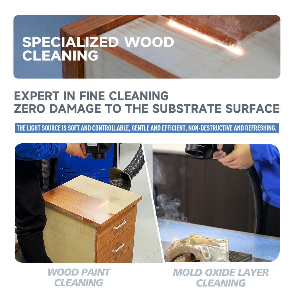 SFX 300W 500W Trolley-case Laser Cleaning Machine for Wood 110V-220V IOT Pulsed Laser Cleaner Ultra-light Laser Rust Removal