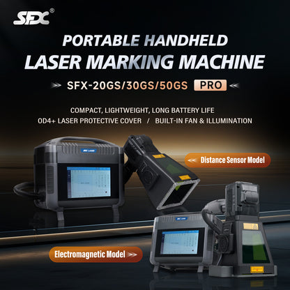 SFX 20W 30W 50W PRO Portable Laser Marking Machine with 100*100mm Field Lens Handheld Fiber Marker Engraver for Metal and Non-metals