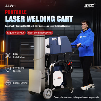 SFX Portable Laser Welding Cart for 1200W Air-Cooled Laser Welding Machine Heavy-Duty Industrial Welding Trolley