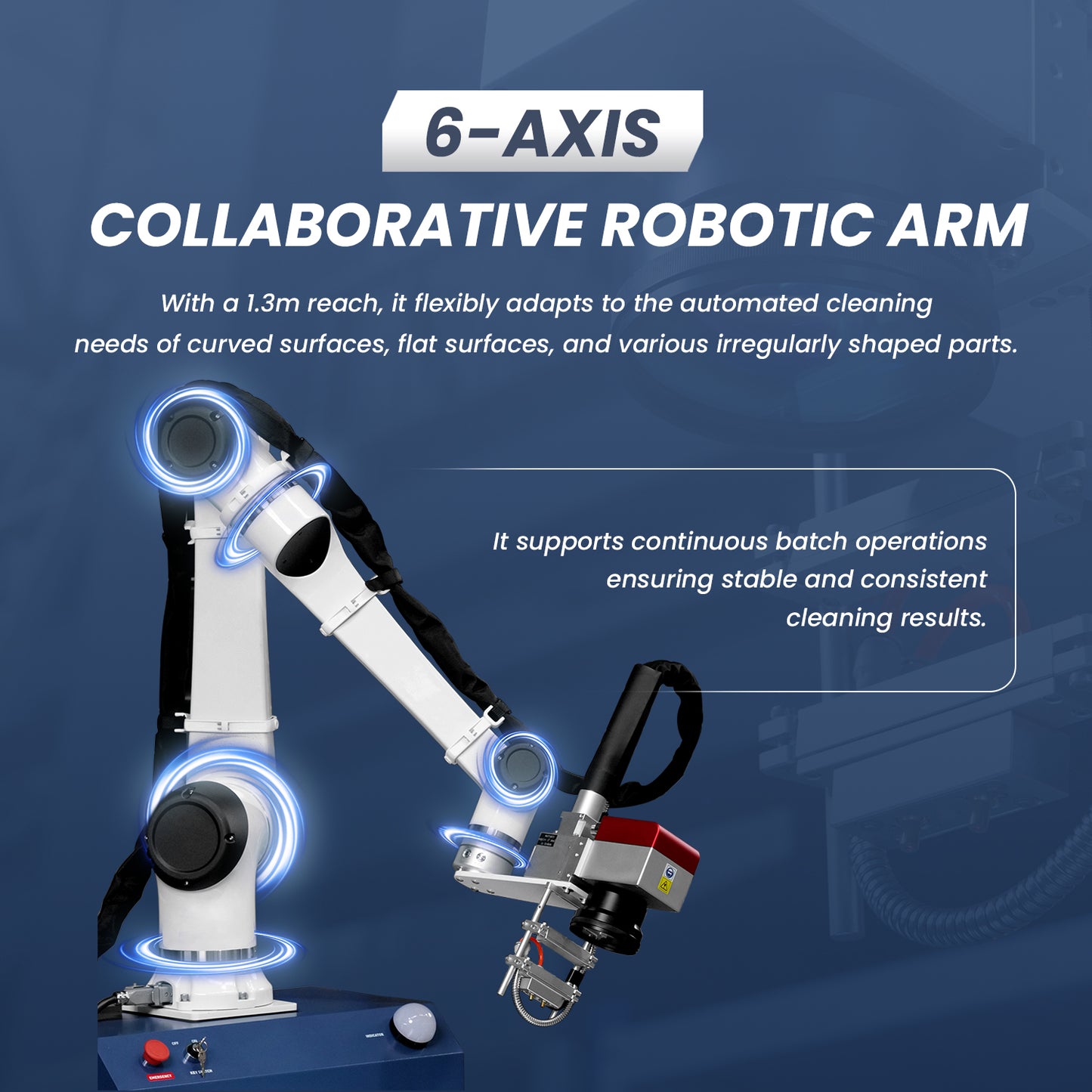 SFX Robotic Laser Cleaning Machine 6-Axis Collaborative Robotic Arm Automatic Rust Paint Remover for Industrial Casting, Rail Transit Cleaning