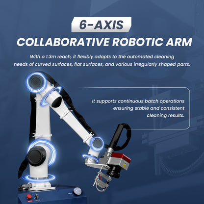 SFX Robotic Laser Cleaning Machine 6-Axis Collaborative Robotic Arm Automatic Rust Paint Remover for Industrial Casting, Rail Transit Cleaning