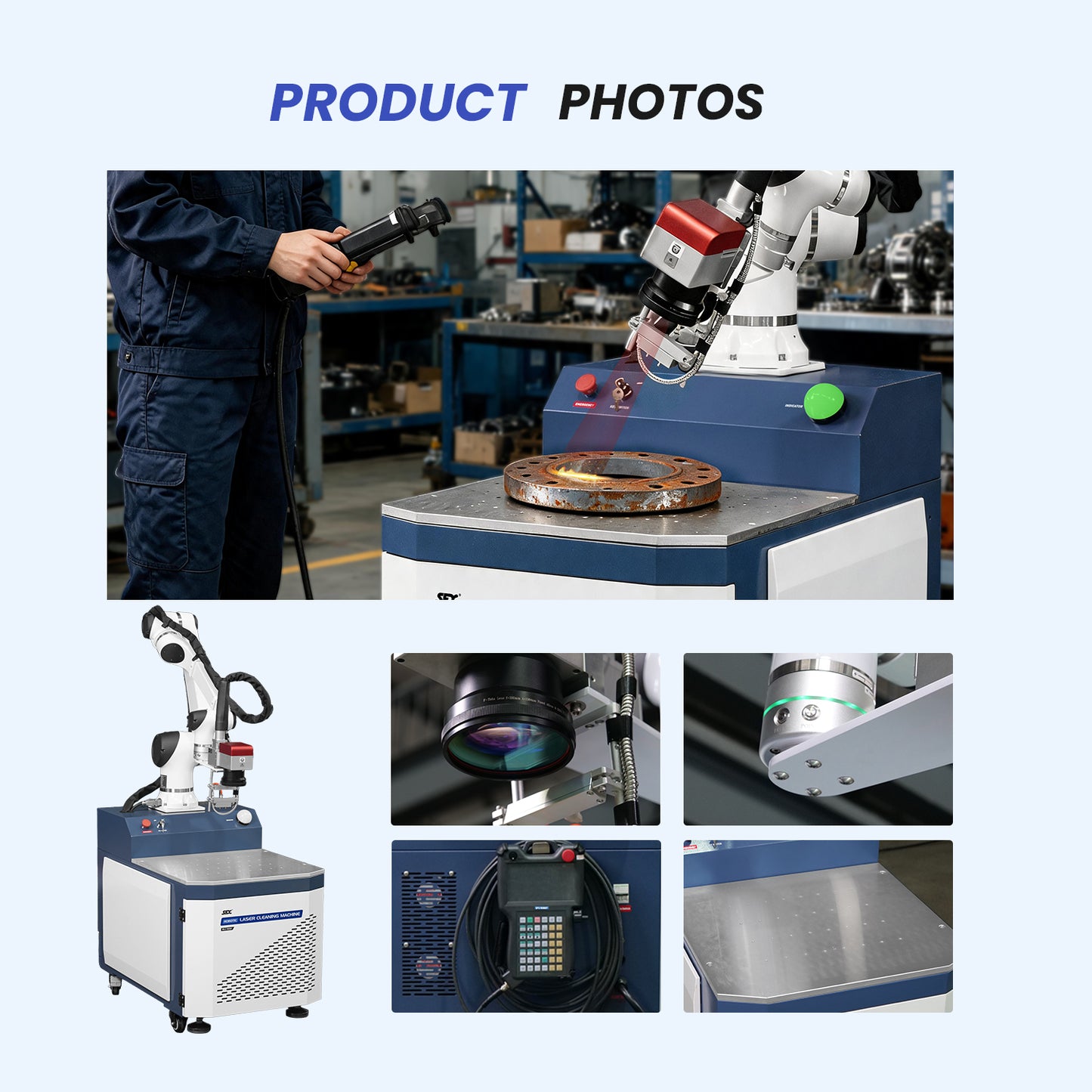 SFX Robotic Laser Cleaning Machine 6-Axis Collaborative Robotic Arm Automatic Rust Paint Remover for Industrial Casting, Rail Transit Cleaning
