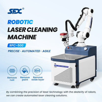 SFX Robotic Laser Cleaning Machine 6-Axis Collaborative Robotic Arm Automatic Rust Paint Remover for Industrial Casting, Rail Transit Cleaning