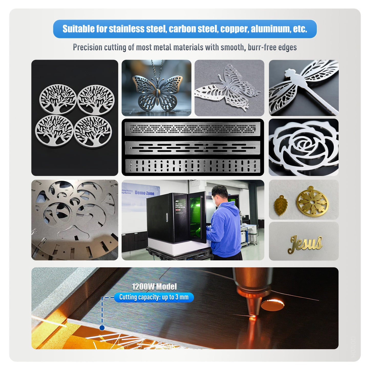 SFX 1200W 1500W 2000W 3000W Fiber Laser Cutter Air-Cooled Precision Fiber Laser Cutting Machine for Stainless Steel Aluminum Copper