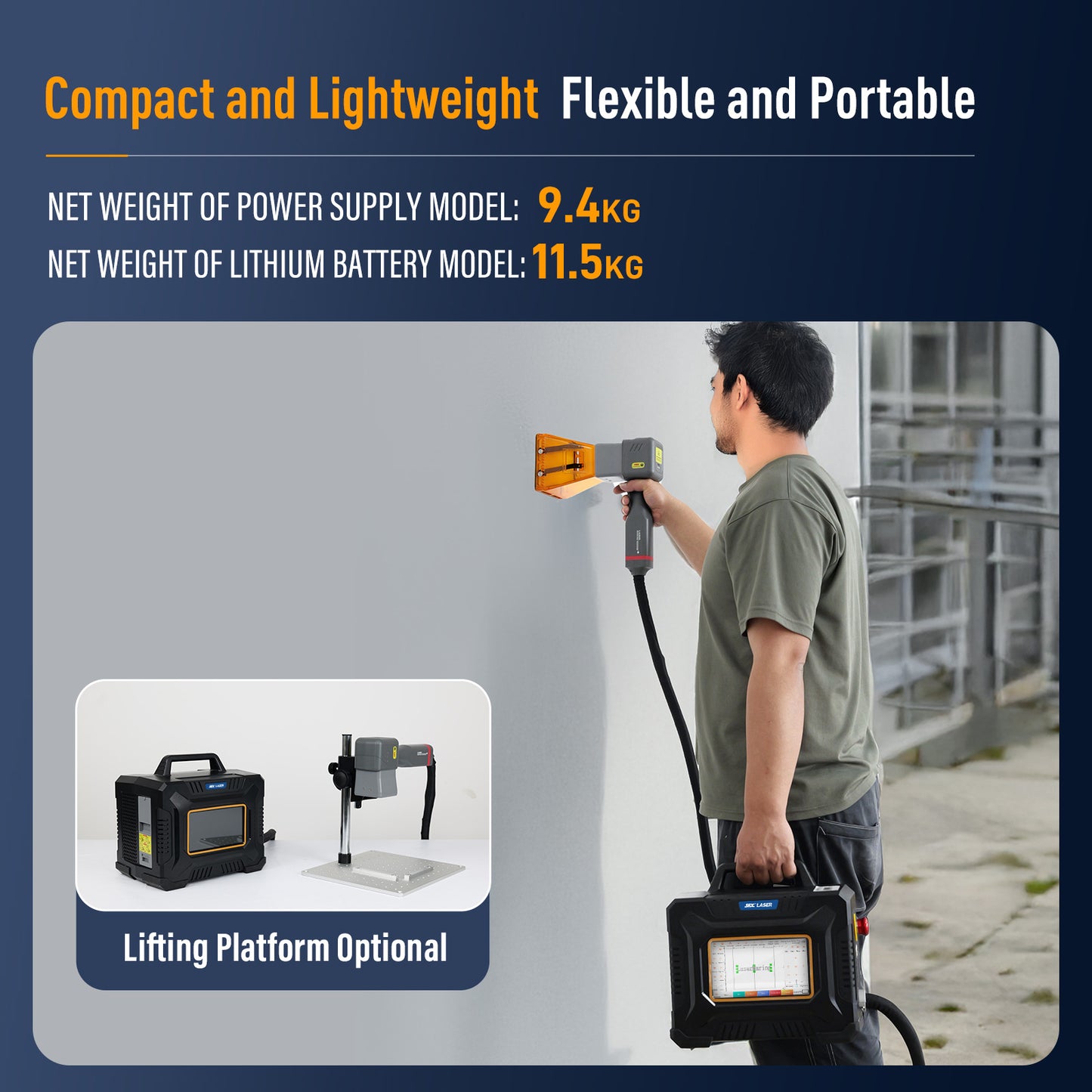 SFX 60W Portable Fiber Laser Engraver Handheld Laser Marking Machine Fiber Laser Marker for Metal & Non-Metal Materials
