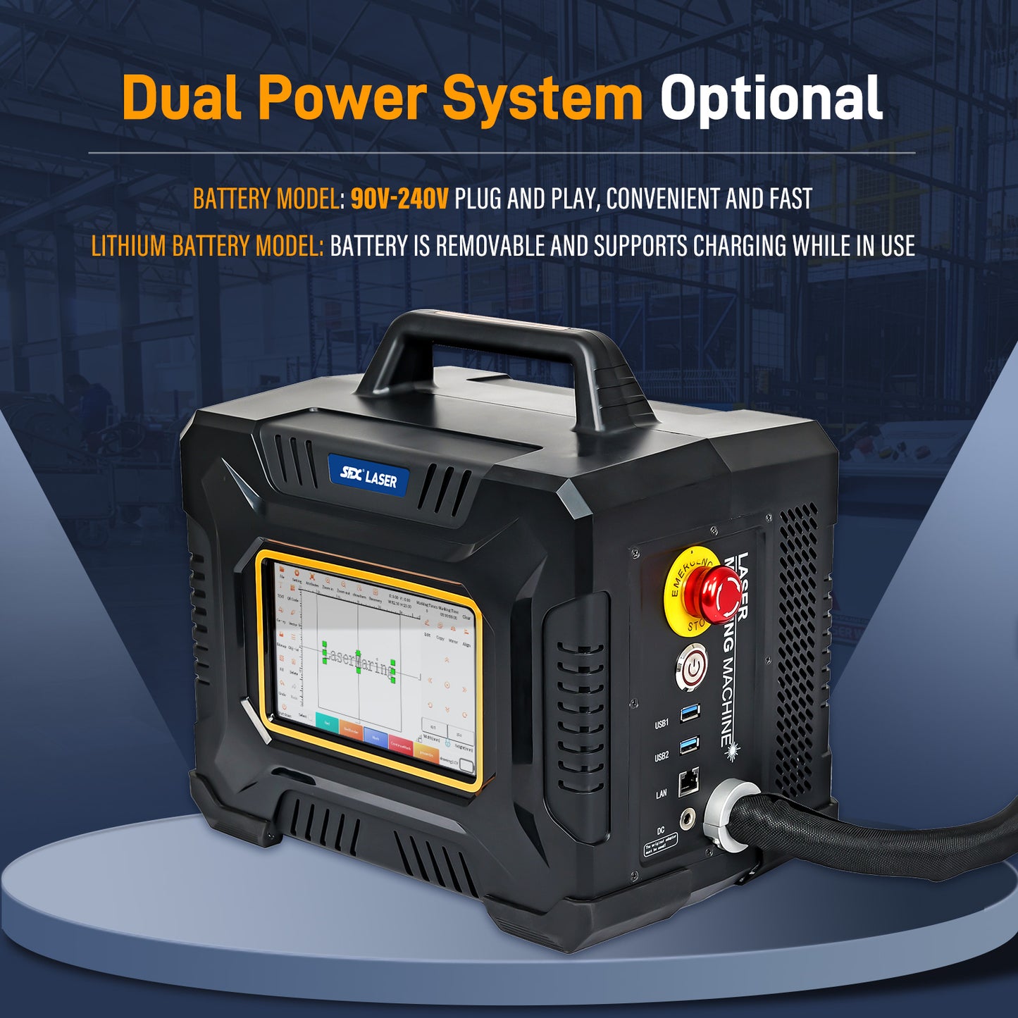 SFX 60W Portable Fiber Laser Engraver Handheld Laser Marking Machine Fiber Laser Marker for Metal & Non-Metal Materials