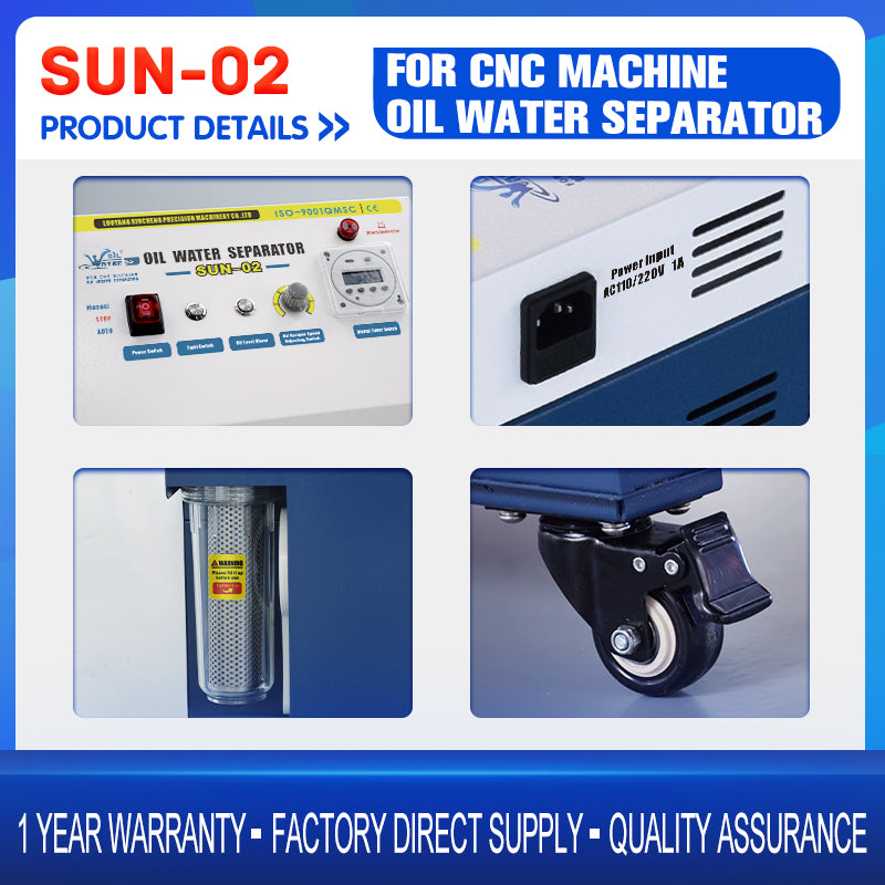 SFX SUN-02 CNC Oil Skimmer & Oil-Water Separator, 30W Coolant Purifier with 9L Tank 0-90rpm Stepless Adjustable Pump Motor