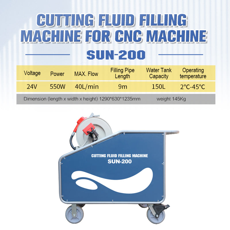 SFX SUN-200 Cutting Fluid Filling Machine for CNC Machine 170L Automatic Stop Coolant Filling Machine with Hand-Held Gun & 9m Hose