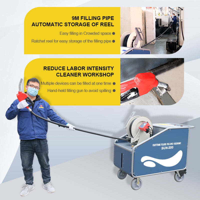 SFX SUN-200 Cutting Fluid Filling Machine for CNC Machine 170L Automatic Stop Coolant Filling Machine with Hand-Held Gun & 9m Hose