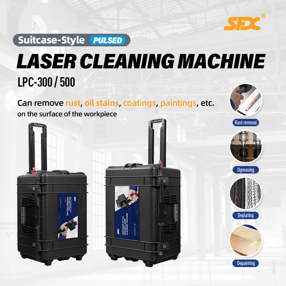 SFX 300W 500W Trolley-case Laser Cleaning Machine for Wood 110V-220V IOT Pulsed Laser Cleaner Ultra-light Laser Rust Removal